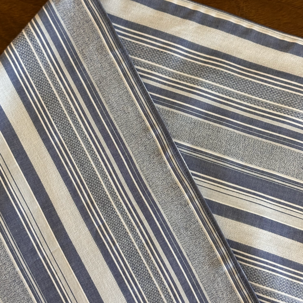 Artisan Blue & White Textured Stripe Table Runner