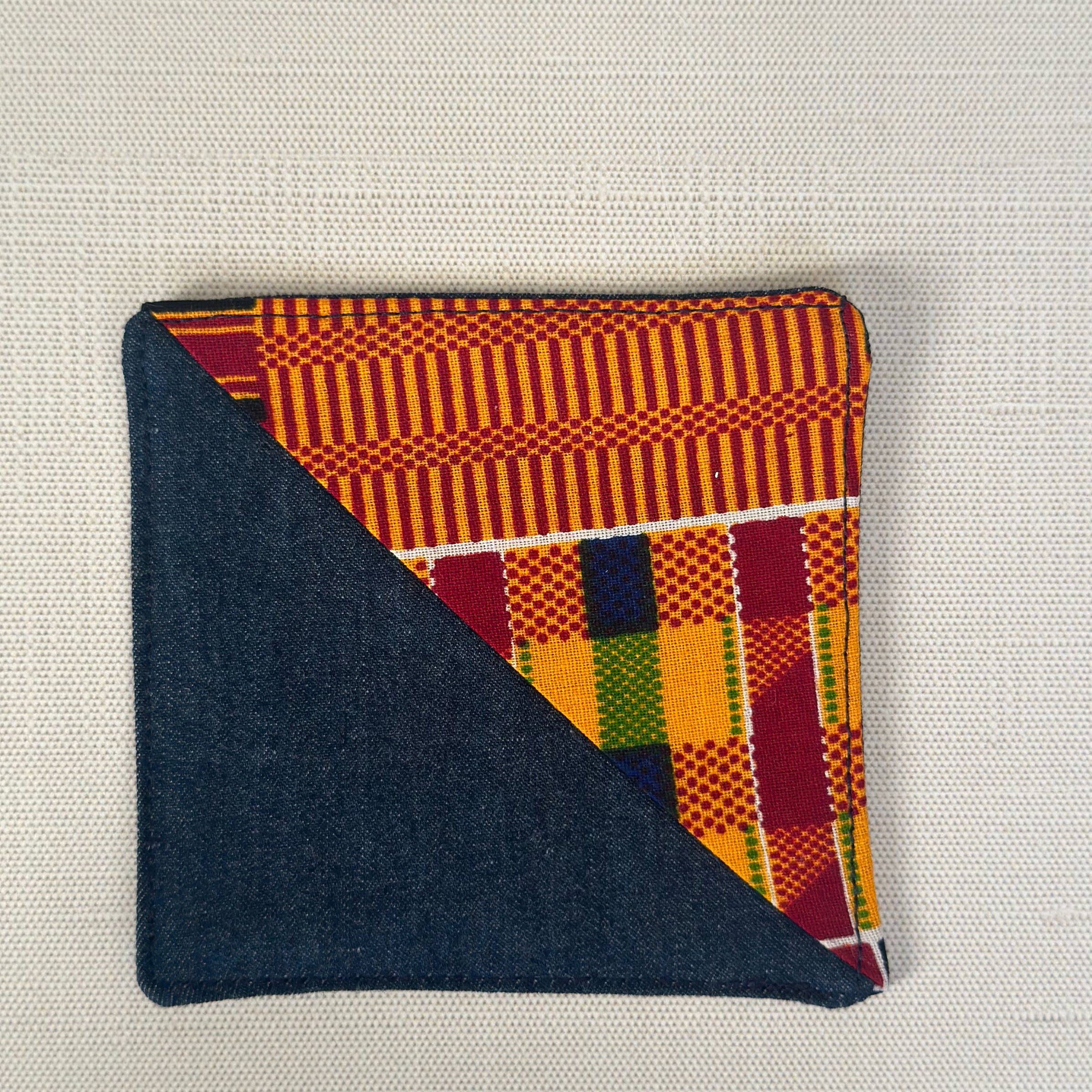 Orange Kente Denim Corner Bookmark.