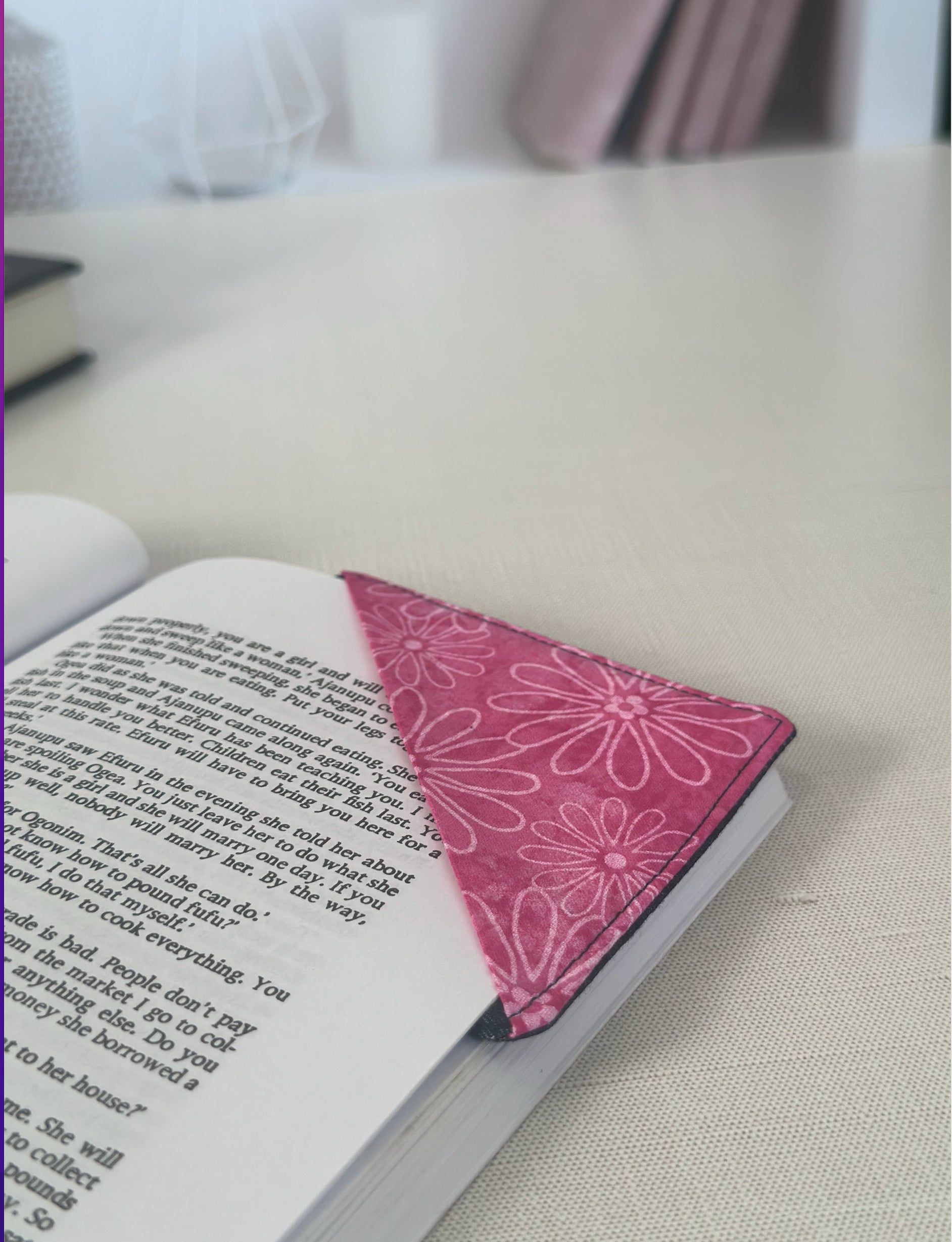 Pink Petals Corner Bookmark