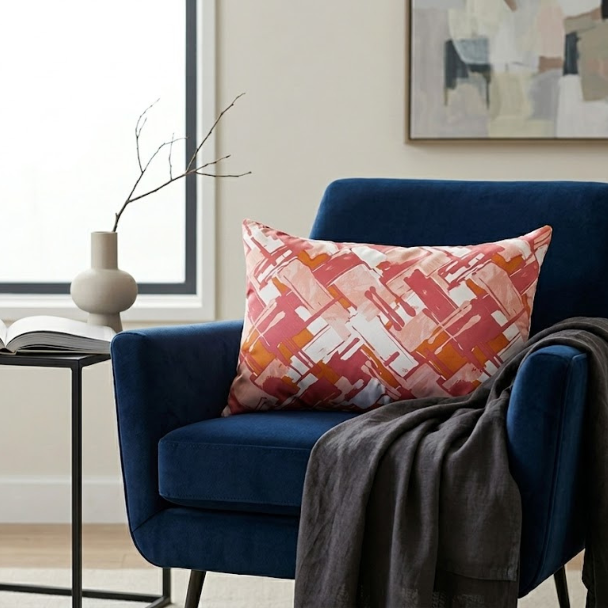 Pink Abstract Lumbar Pillow