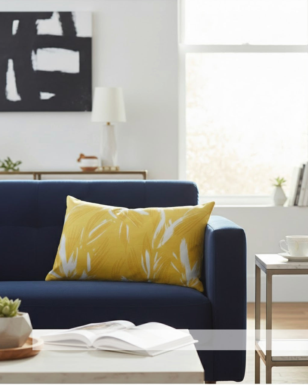 Yellow Abstract Throw Pillow Cover